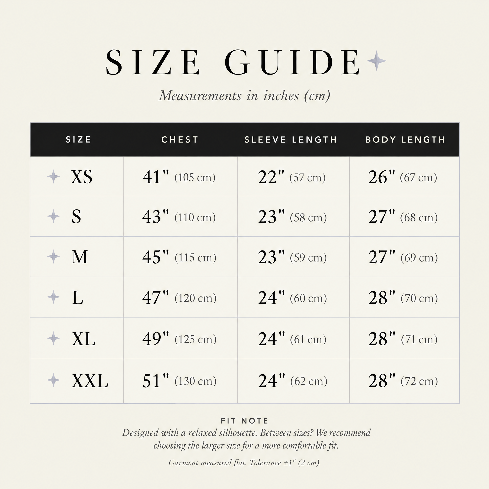 Backless Hoodie size guide