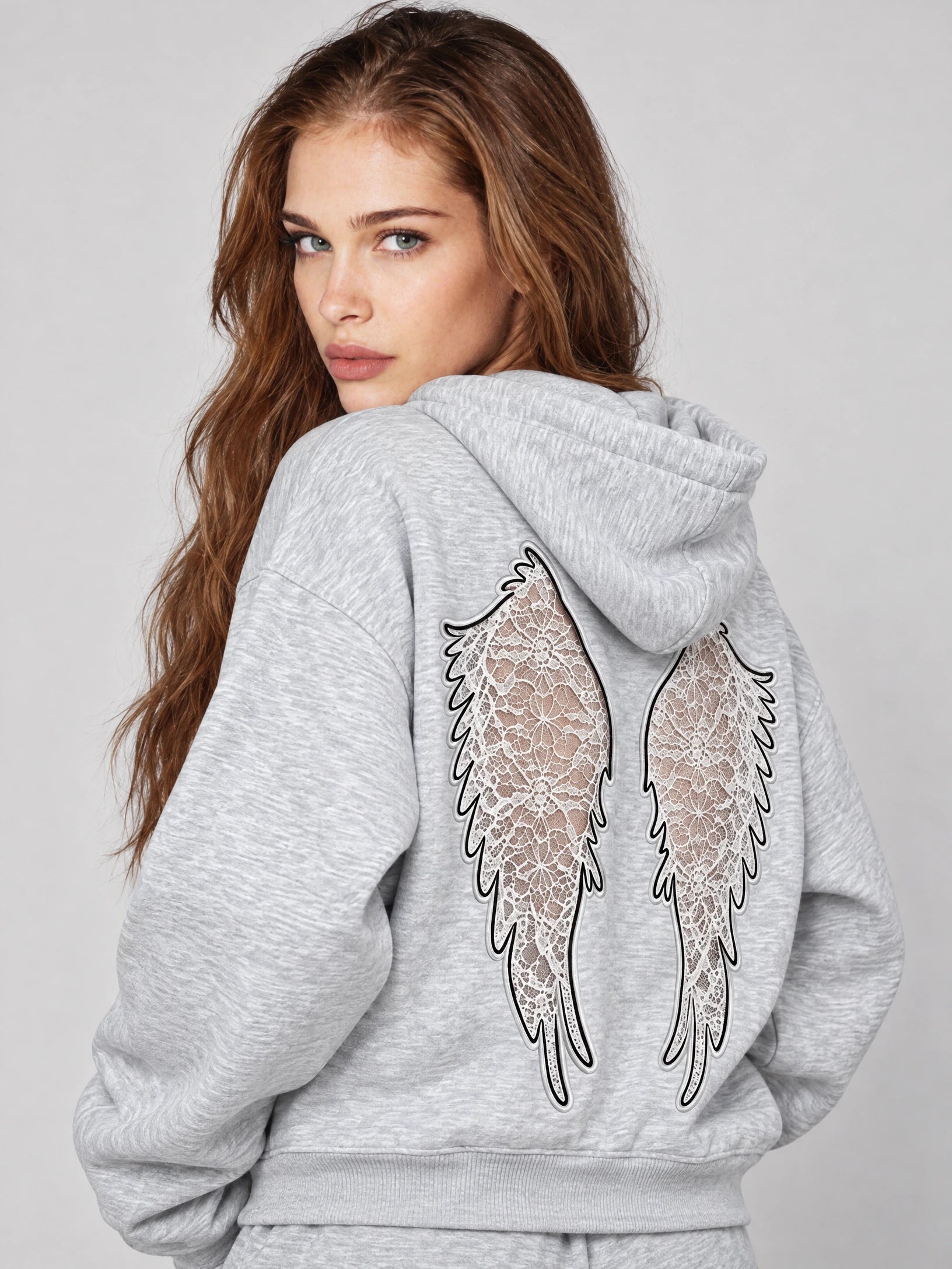 Laced Wing Hoodie — Heather Grey
