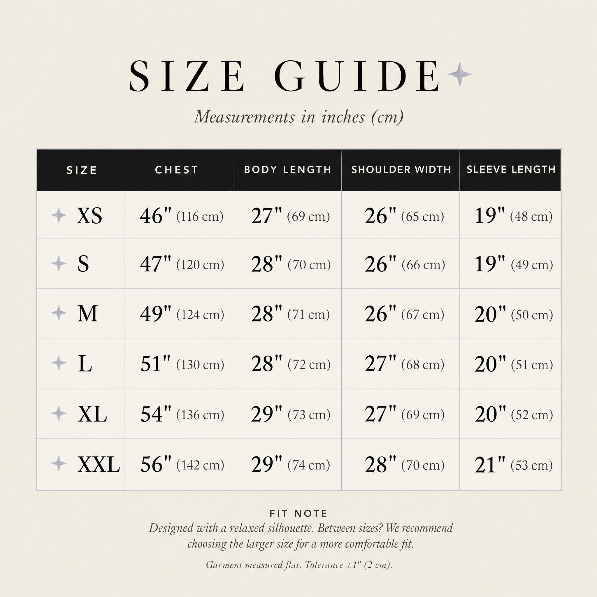 Laced Wing Hoodie size guide